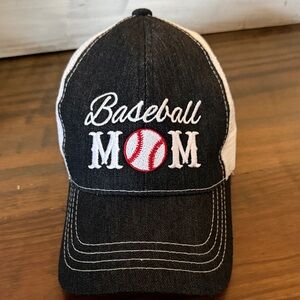 Baseball Mom Black and White Cap